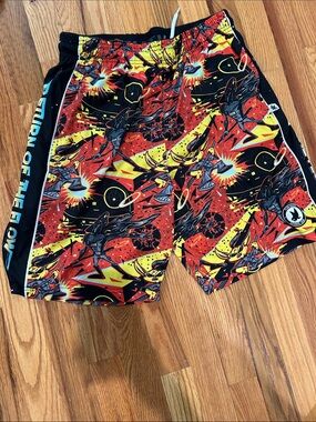 Flow Society Boys L Cosmic Graphic Athletic Shorts - Red, Yellow, Black